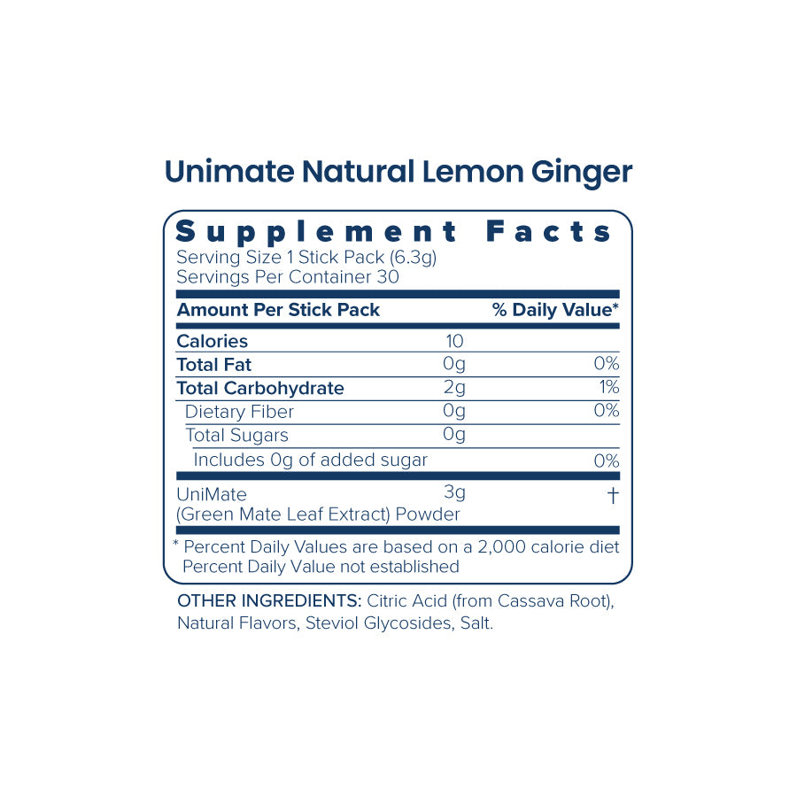 Unimate Lemon Ginger – Premium Energy & Nutrition Drink | 30 Sticks