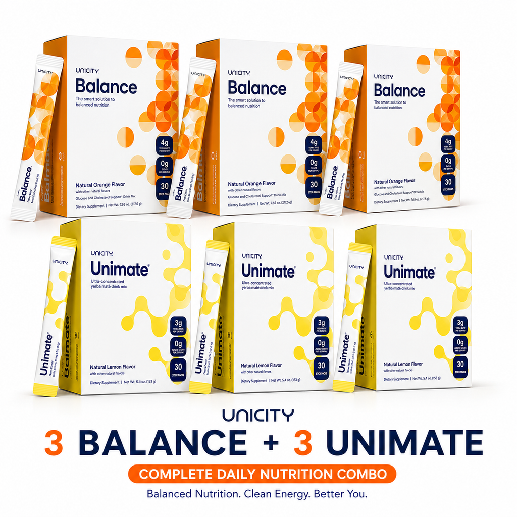 3 Unicity Balance + 3 Unimate Complete Daily Wellness Combo+2 Tumblers gift