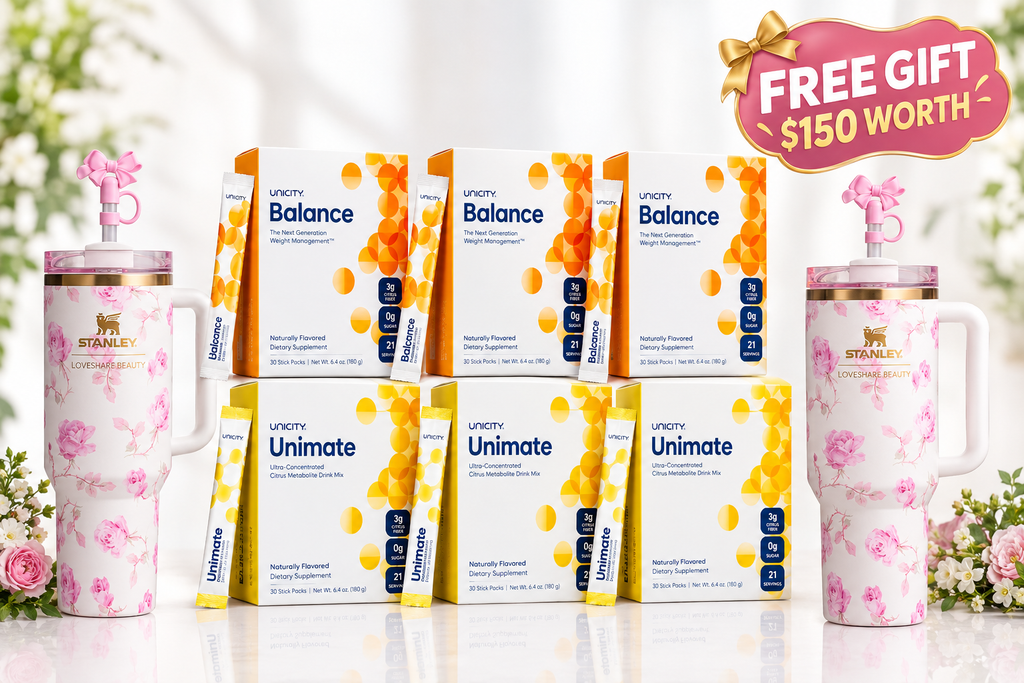 3 Unicity Balance + 3 Unimate Complete Daily Wellness Combo+2 Tumblers gift