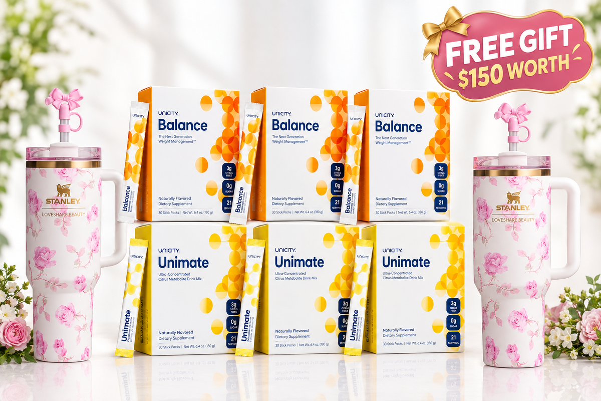 3 Unicity Balance + 3 Unimate Complete Daily Wellness Combo+2 Tumblers gift