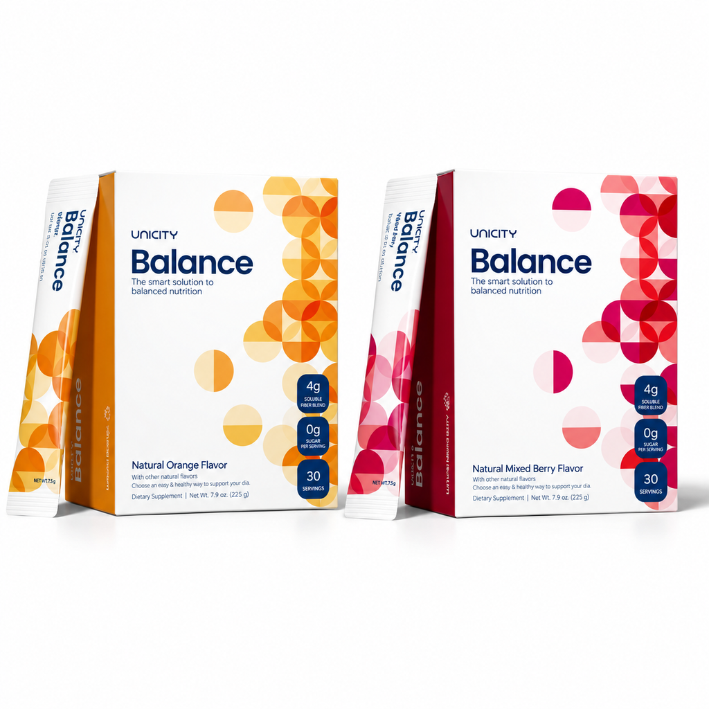 Unicity Balance Soluble Fiber Wellness Drink Mix Combo - 2-Pack (Natural Orange & Mixed Berry)