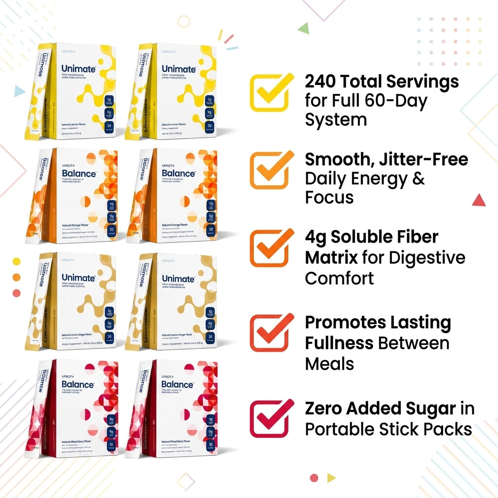 Unicity Complete Ultimate Vitality Mega System – 8-Pack Flavor Collection (240 Stick Packs / 60-Day Supply)