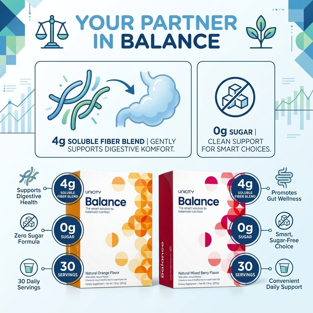 Unicity Balance Soluble Fiber Wellness Drink Mix Combo - 2-Pack (Natural Orange & Mixed Berry)