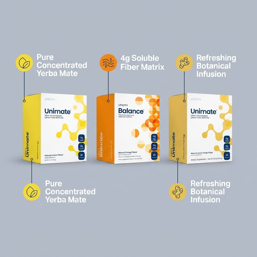 Unicity Complete Daily Vitality Trio – Unimate Lemon, Balance Orange & Unimate Lemon Ginger (3-Pack Wellness System)