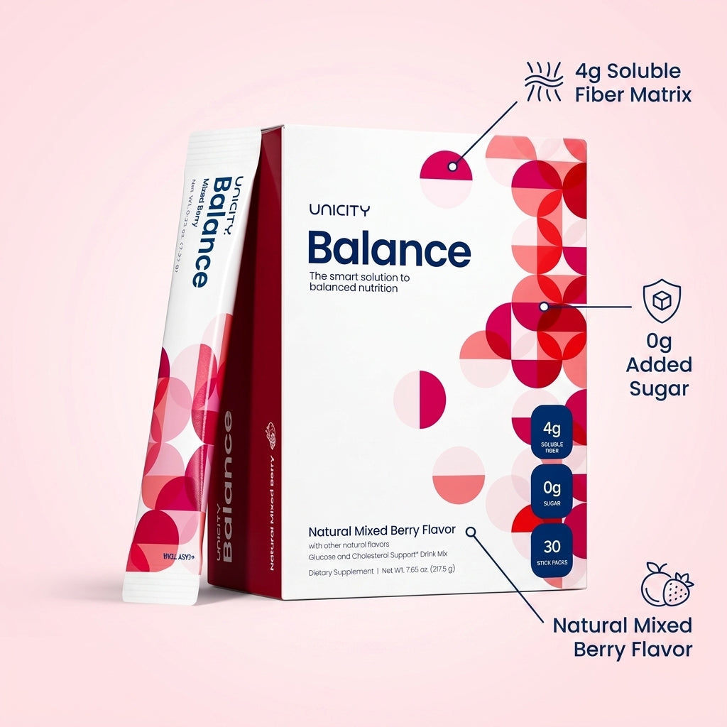 Unicity Balance Daily Fiber Supplement – Natural Mixed Berry (30 Stick Packs)