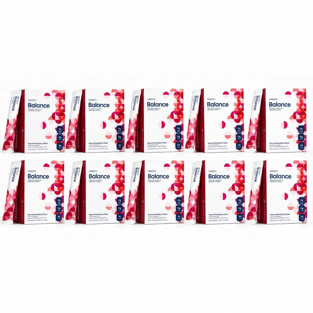 Unicity Balance Daily Fiber Drink Mix – Natural Mixed Berry (10-Box Bulk Supply / 300 Stick Packs)