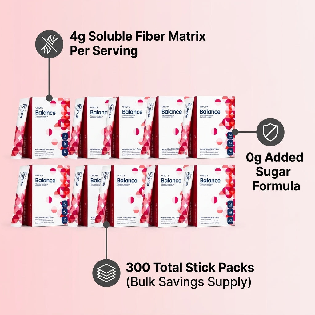 Unicity Balance Daily Fiber Drink Mix – Natural Mixed Berry (10-Box Bulk Supply / 300 Stick Packs)