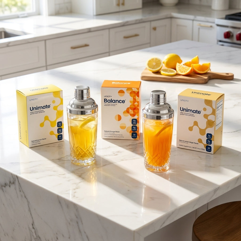Unicity Complete Daily Vitality Trio – Unimate Lemon, Balance Orange & Unimate Lemon Ginger (3-Pack Wellness System)